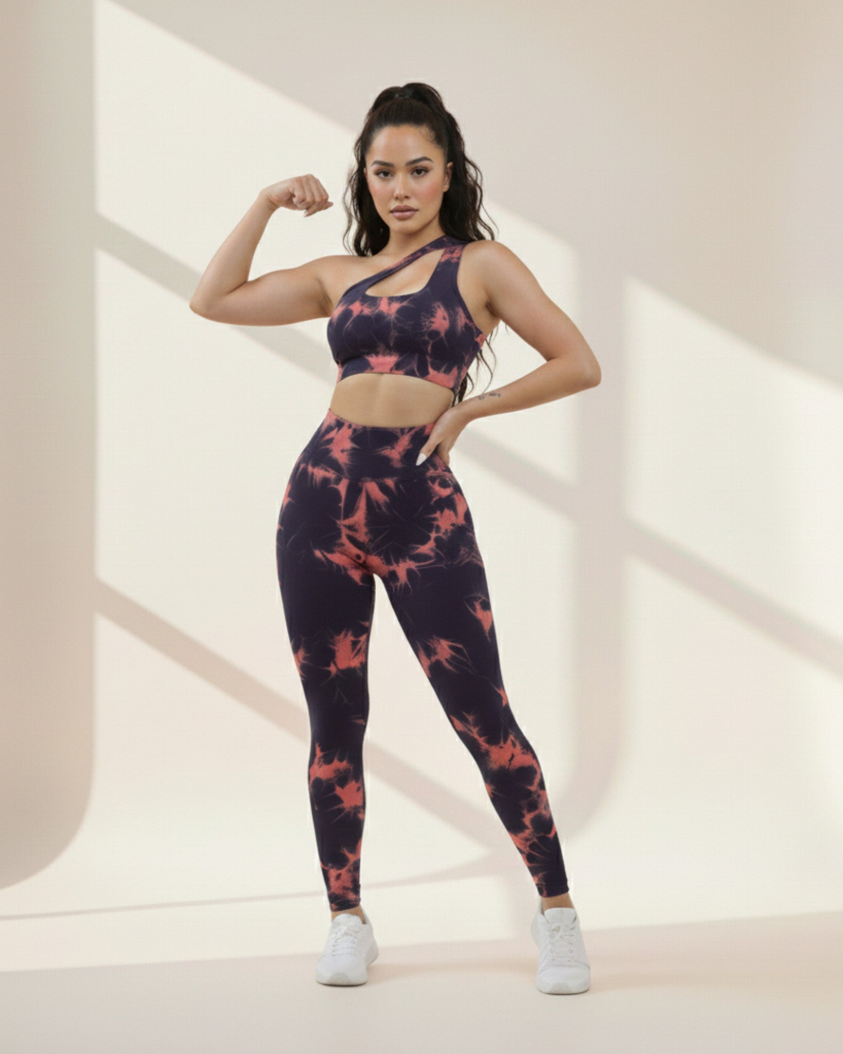 Conjunto de 2 piezas con top y leggings tie dye