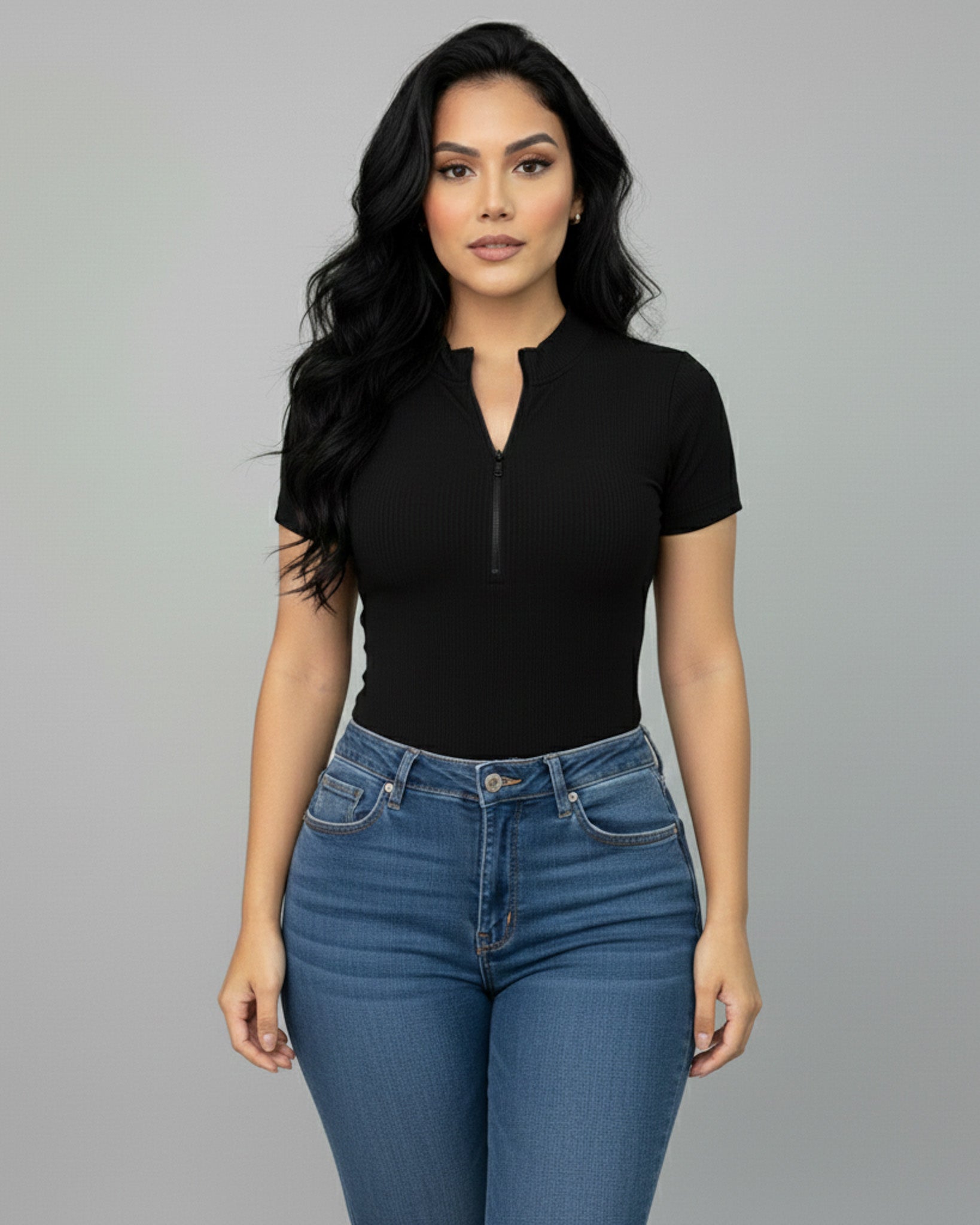 Body Mujer Modelador con Mangas Cortas y Cierre Delantero - YJ292