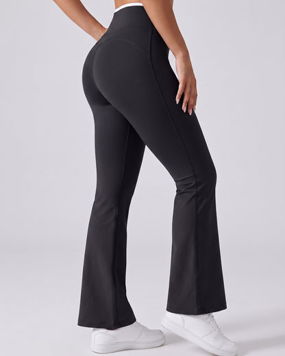 Calza Flare Tiro Alto Mujer Viral Premium Línea Blanca - W2508