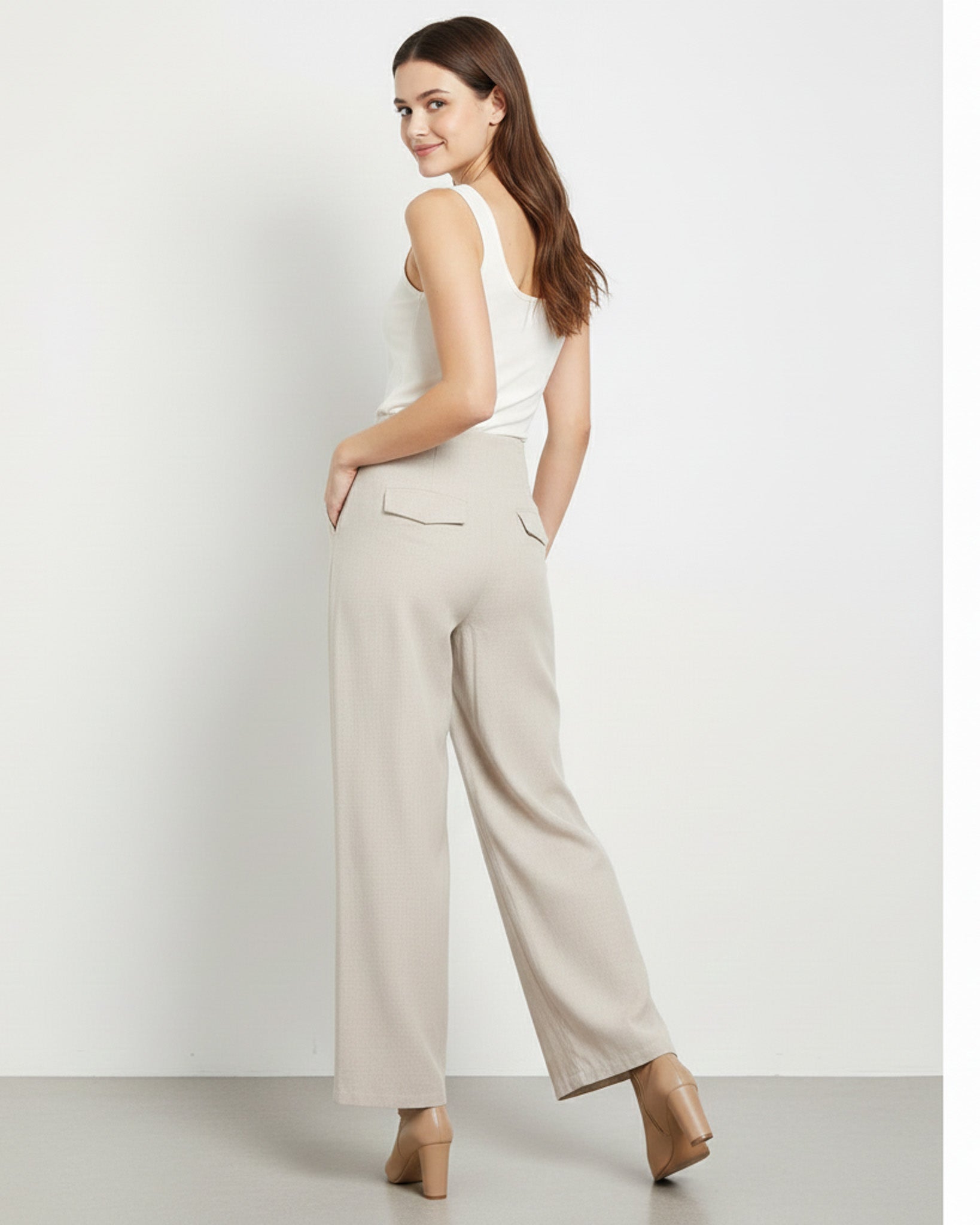 Pantalon Palazzo Mujer Cintura Alta - Verano - ZM2524