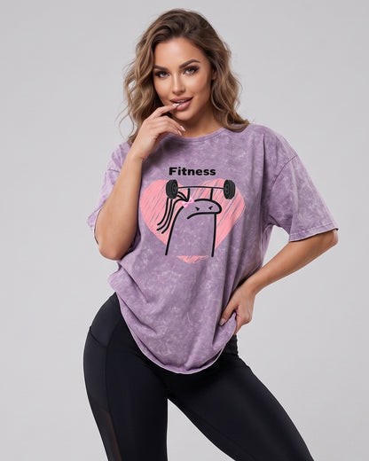 Polera Fitness Oversize - Vintage Gym Look Prelavada Pro - A366
