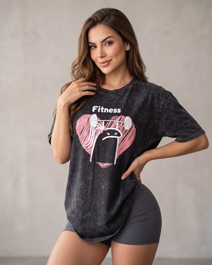 Polera Fitness Oversize - Vintage Gym Look Prelavada Pro - A366