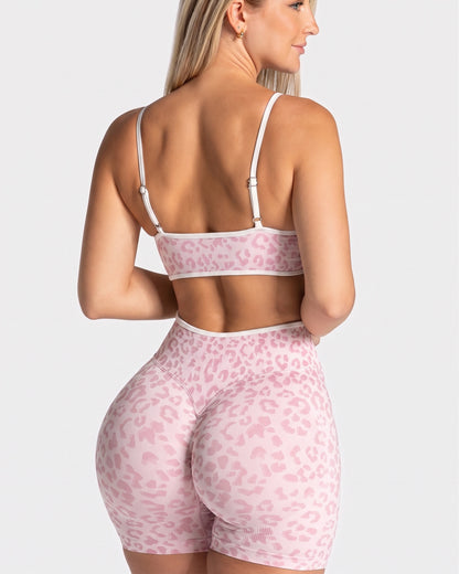 Set Fitness Animal Print Short Tiro Alto Y Top
