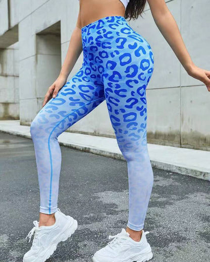 Leggins Deportivos Levanta Cola Con Estampado De Leopardo - 82156