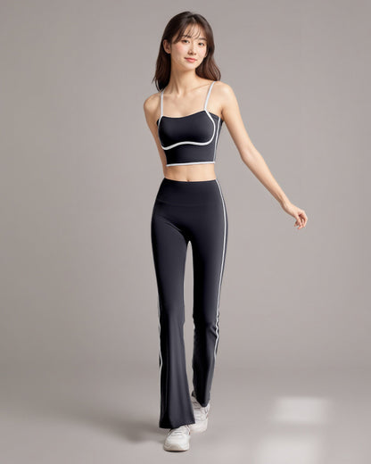 Conjunto Deportivo Mujer Top y Calza Flare Calidad Premium - YJ252