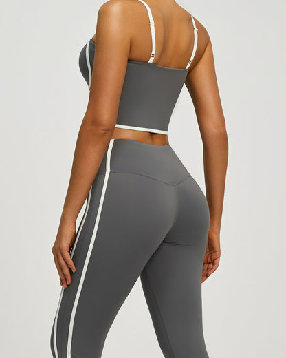 Conjunto Deportivo Mujer Top y Calza Flare Calidad Premium - YJ252