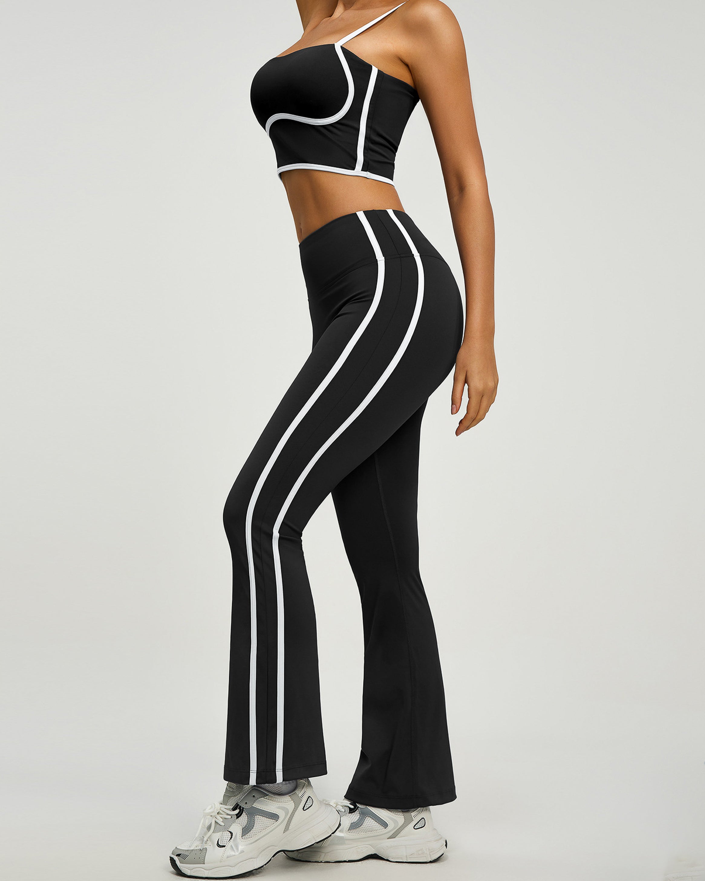 Conjunto Deportivo Mujer Top y Calza Flare Calidad Premium - YJ252