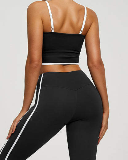 Conjunto Deportivo Mujer Top y Calza Flare Calidad Premium - YJ252