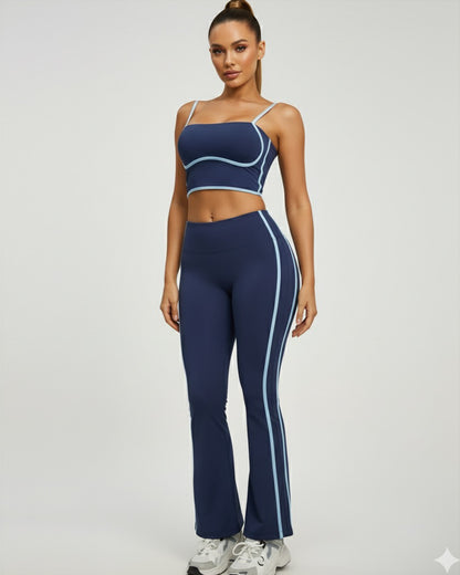 Conjunto Deportivo Mujer Top y Calza Flare Calidad Premium - YJ252