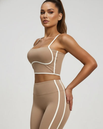 Conjunto Deportivo Mujer Top y Calza Flare Calidad Premium - YJ252