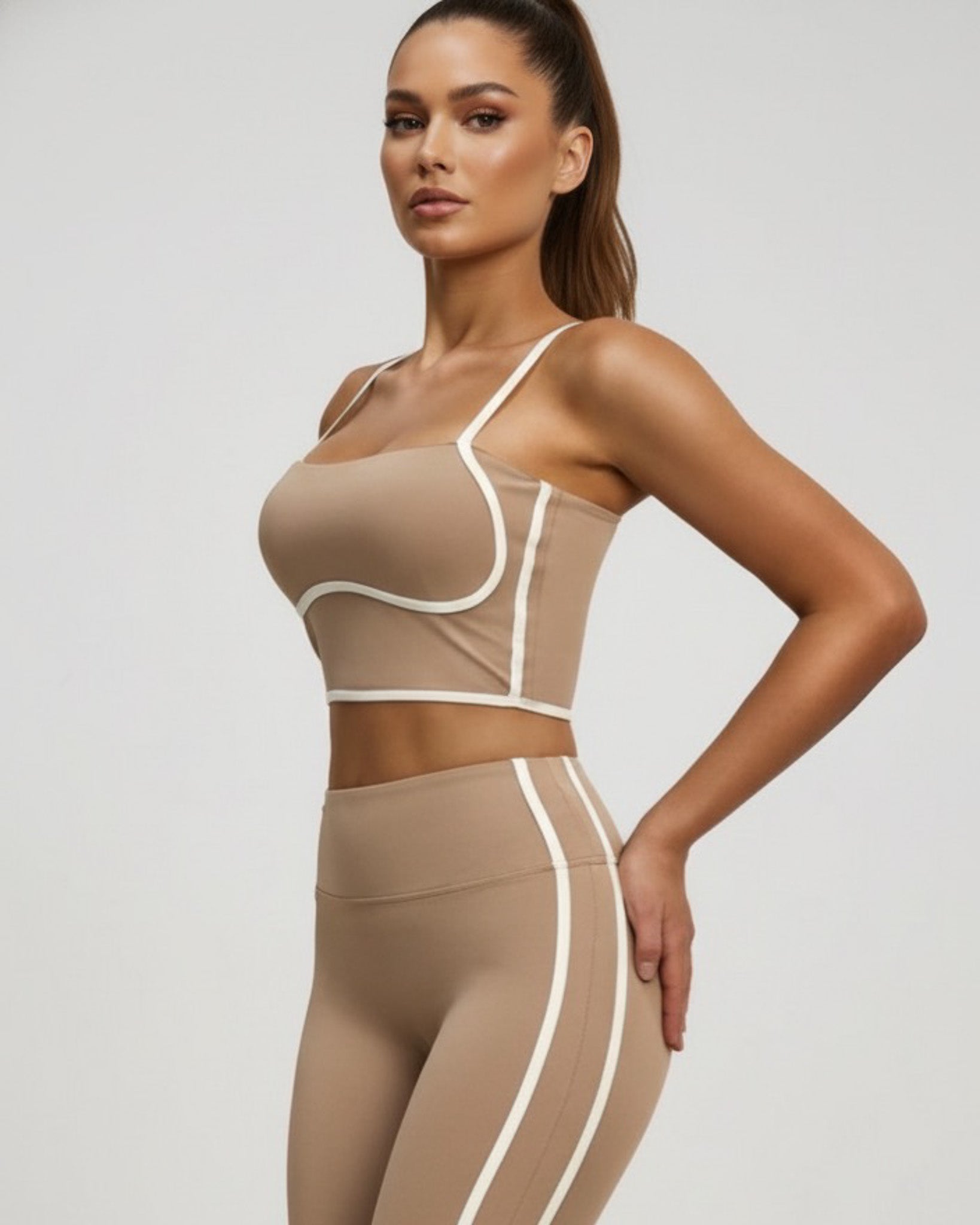 Conjunto Deportivo Mujer Top y Calza Flare Calidad Premium - YJ252