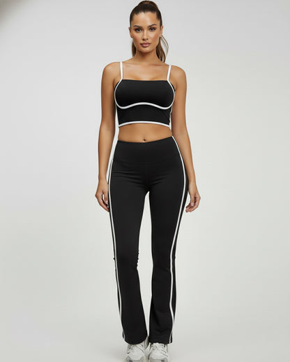 Conjunto Deportivo Mujer Top y Calza Flare Calidad Premium - YJ252