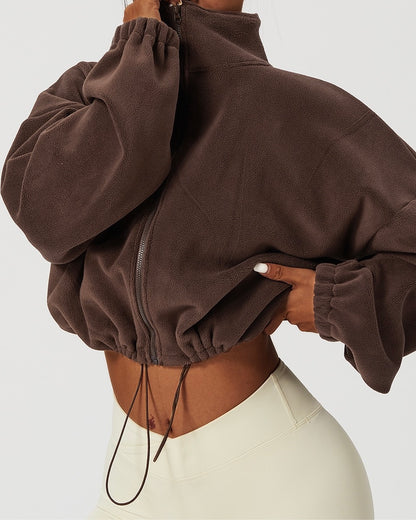 Chaqueta Cropped Polar Cierre Ajuste Cintura Viral Pro