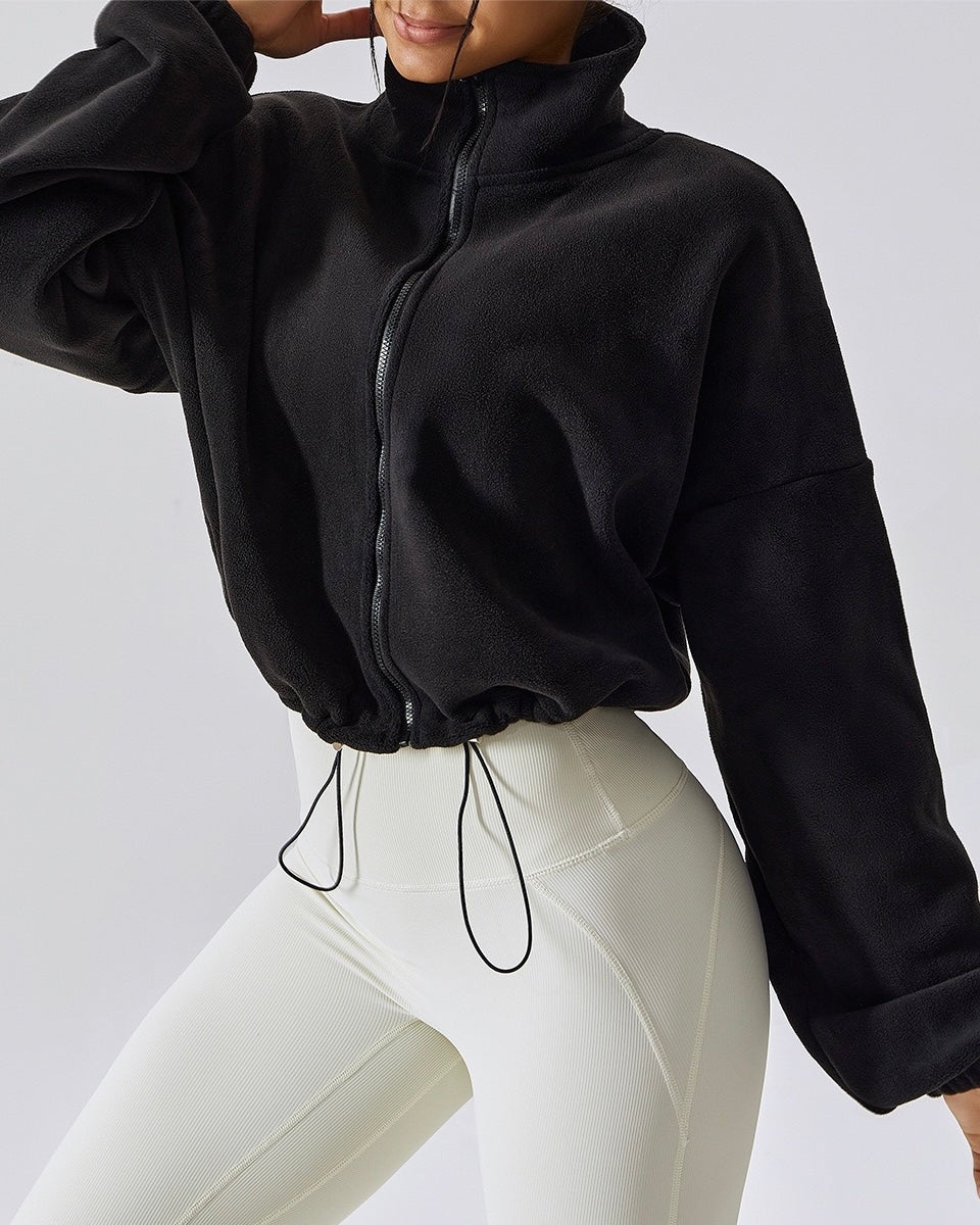 Chaqueta Cropped Polar Cierre Ajuste Cintura Viral Pro