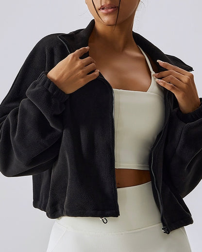 Chaqueta Cropped Polar Cierre Ajuste Cintura Viral Pro