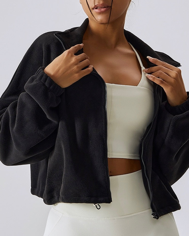 Chaqueta Cropped Polar Cierre Ajuste Cintura Viral Pro