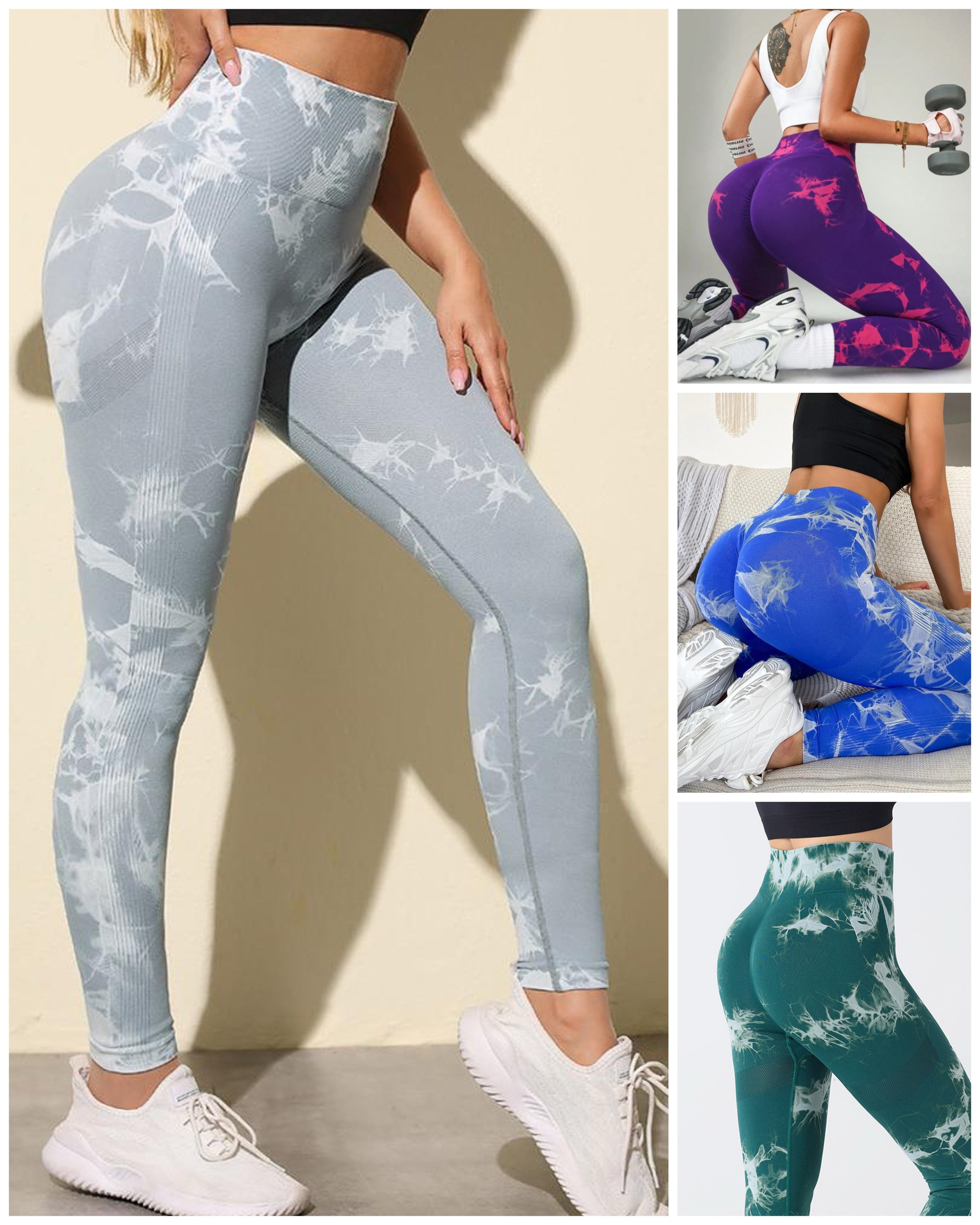 Pack 4 Calzas Tie Dye Sin Costura Con Efecto Push Up