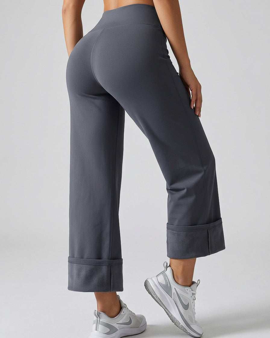 Pantalón Palazzo Térmico Polar Tiro Alto Caída Fluida Mujer - DH017