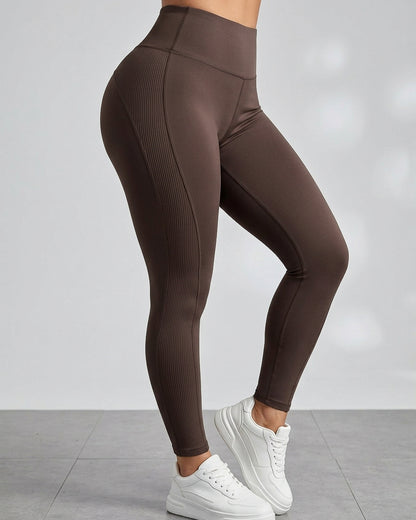 Calza Deportiva Sin Costuras Tiro Alto Lateral Acanalado - JYT033