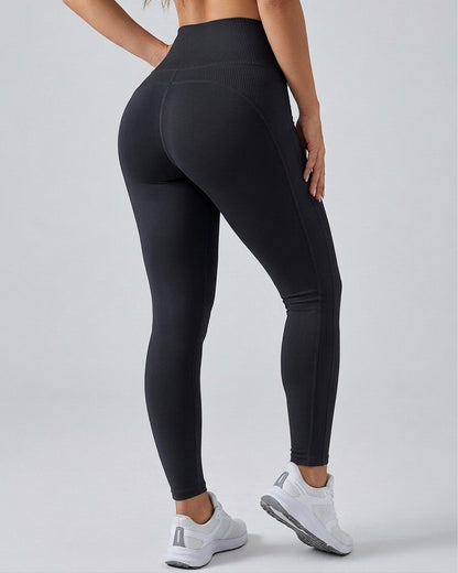 Calza Deportiva Sin Costuras Tiro Alto Lateral Acanalado - JYT033