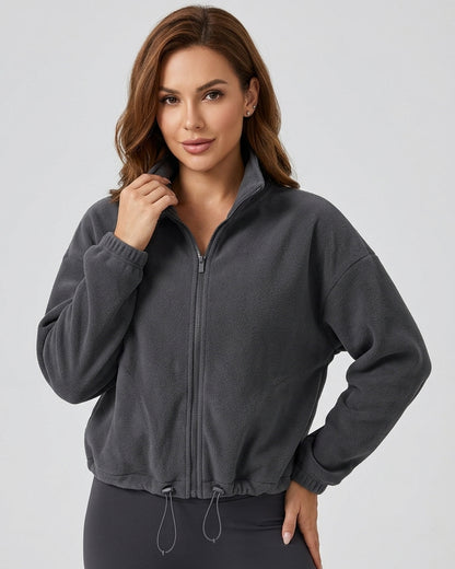 Chaqueta Cropped Polar Cierre Ajuste Cintura Viral Pro