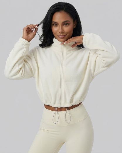 Chaqueta Cropped Polar Cierre Ajuste Cintura Viral Pro