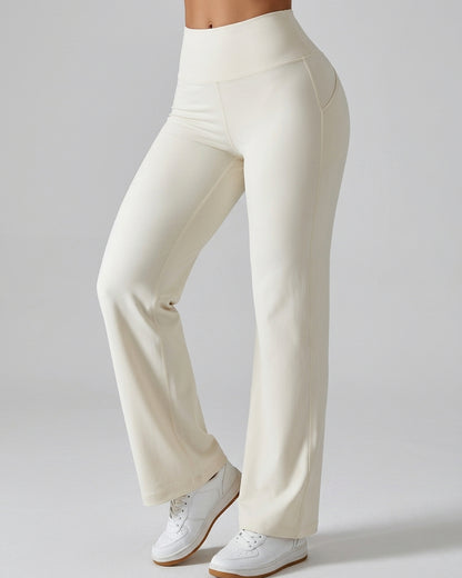 Pantalon Palazzo Mujer Tiro Alto Deportivo Bolsillo Trasero - JYT035-1