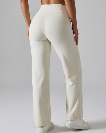 Pantalon Palazzo Mujer Tiro Alto Deportivo Bolsillo Trasero - JYT035-1