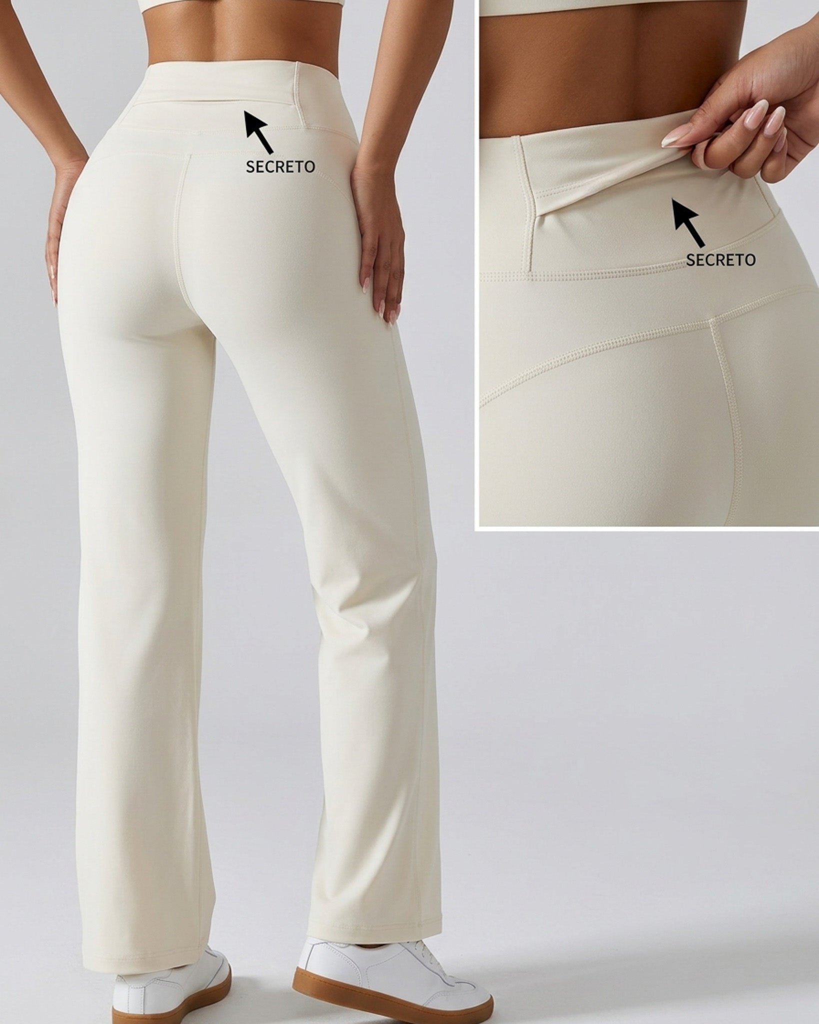 Pantalon Palazzo Mujer Tiro Alto Deportivo Bolsillo Trasero - JYT035-1