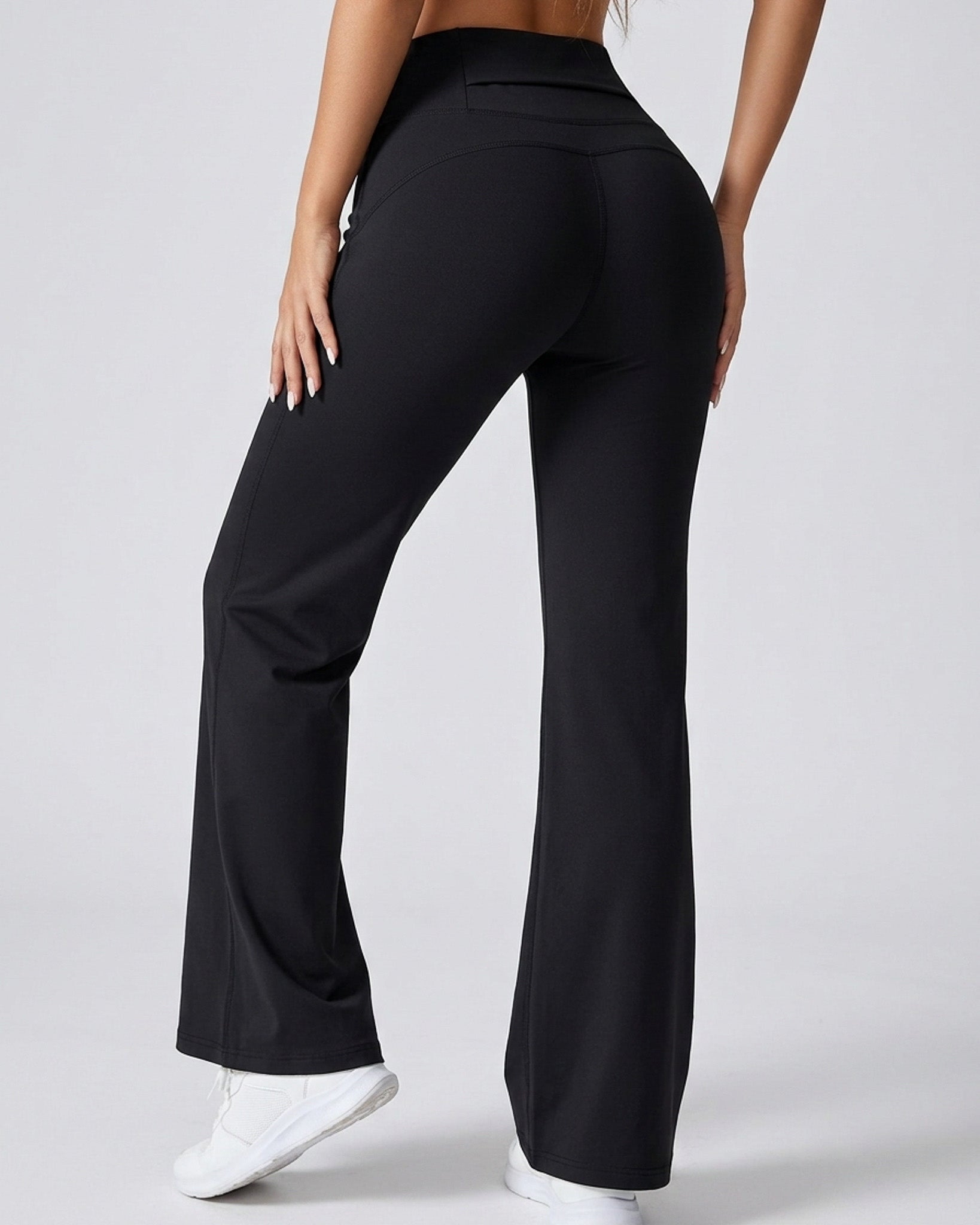 Pantalon Palazzo Mujer Tiro Alto Deportivo Bolsillo Trasero - JYT035-1