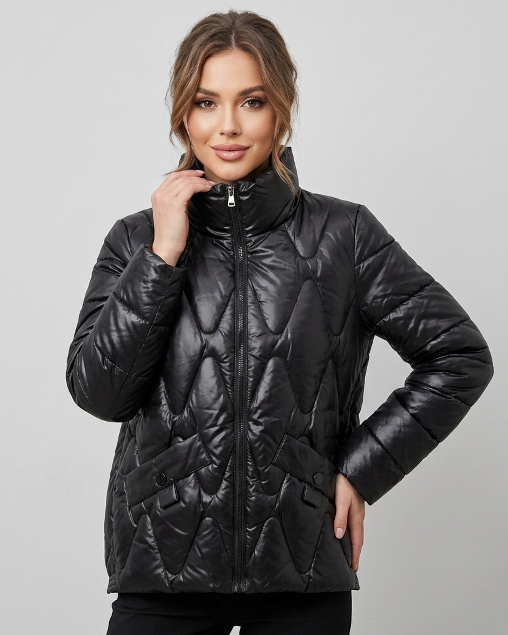 Parka Puffer Glossy: Ultra Térmica, Brillante y Cortaviento - ELX1724