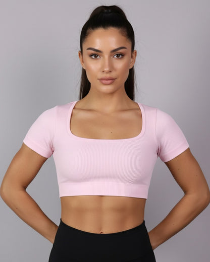 Top Camiseta Deportiva Manga Corta Acanalado Premium Yj195