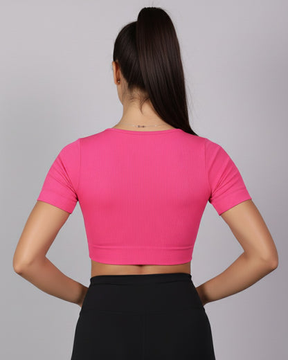 Top Camiseta Deportiva Manga Corta Acanalado Premium Yj195