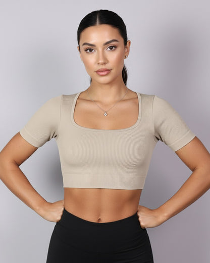 Top Camiseta Deportiva Manga Corta Acanalado Premium Yj195