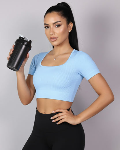 Top Camiseta Deportiva Manga Corta Acanalado Premium Yj195