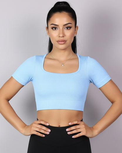 Top Camiseta Deportiva Manga Corta Acanalado Premium Yj195