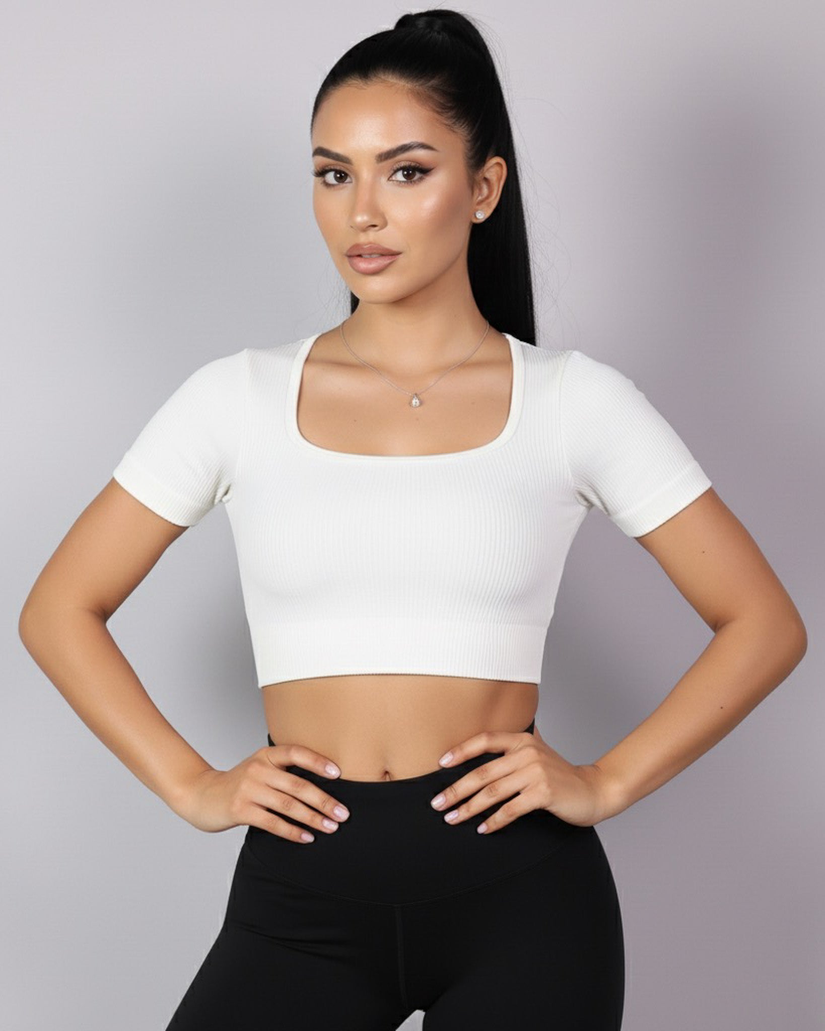 Top Camiseta Deportiva Manga Corta Acanalado Premium Yj195