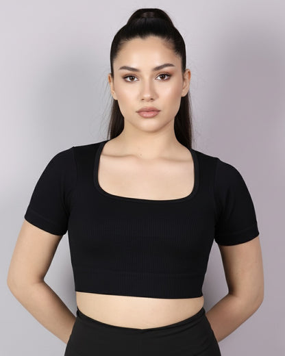 Top Camiseta Deportiva Manga Corta Acanalado Premium Yj195