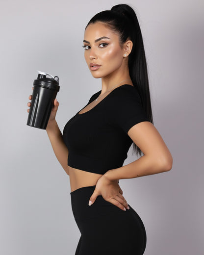 Top Camiseta Deportiva Manga Corta Acanalado Premium Yj195