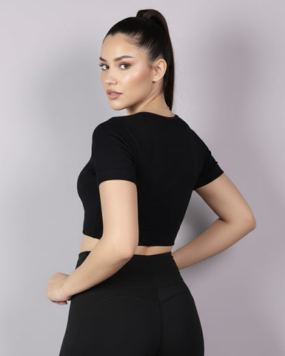 Top Camiseta Deportiva Manga Corta Acanalado Premium Yj195