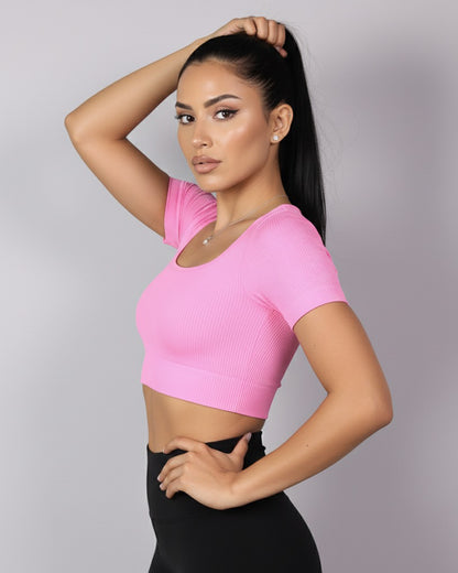 Top Camiseta Deportiva Manga Corta Acanalado Premium Yj195