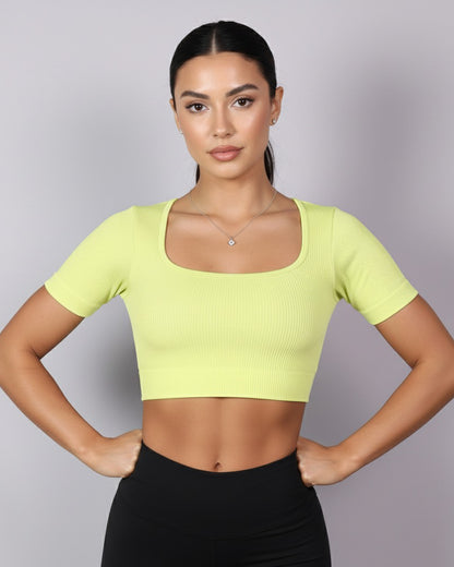 Top Camiseta Deportiva Manga Corta Acanalado Premium Yj195