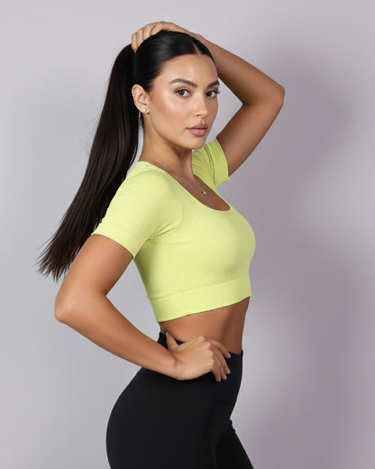 Top Camiseta Deportiva Manga Corta Acanalado Premium Yj195