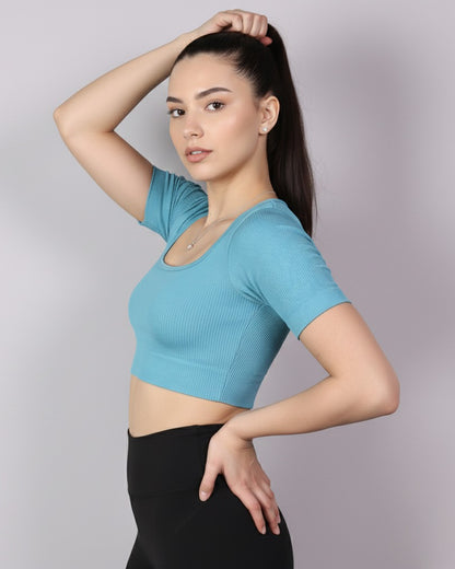 Top Camiseta Deportiva Manga Corta Acanalado Premium Yj195