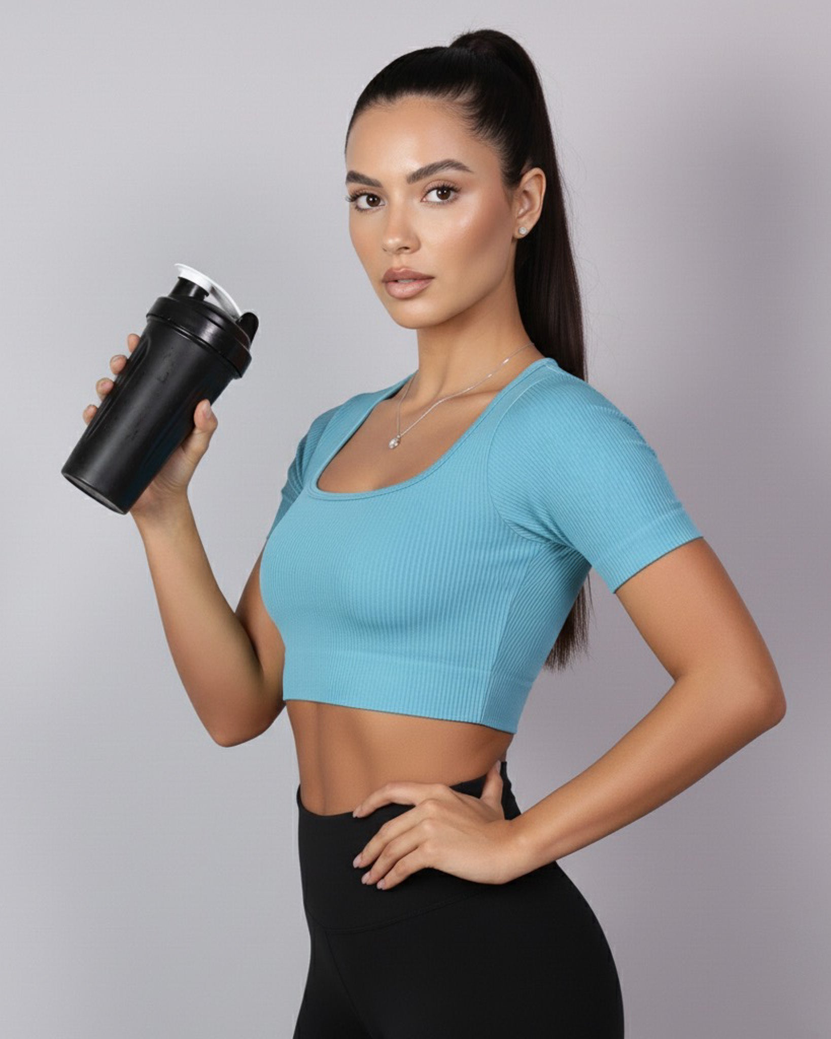 Top Camiseta Deportiva Manga Corta Acanalado Premium Yj195