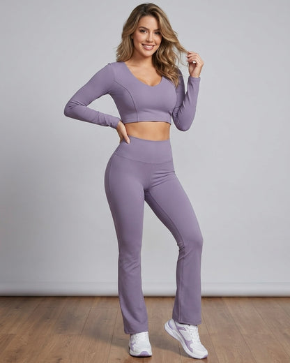 Set 2 Piezas Athleisure: Calza Flare y Peto Manga Larga Pro - ZL015