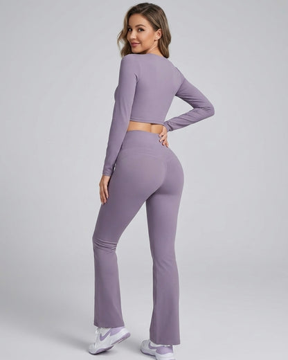 Set 2 Piezas Athleisure: Calza Flare y Peto Manga Larga Pro - ZL015
