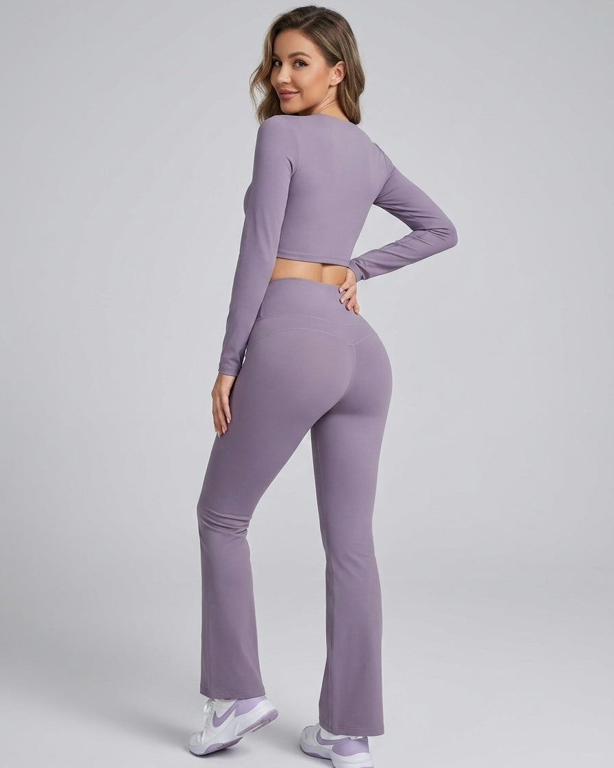 Set 2 Piezas Athleisure: Calza Flare y Peto Manga Larga Pro - ZL015