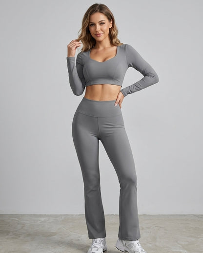 Set 2 Piezas Athleisure: Calza Flare y Peto Manga Larga Pro - ZL015