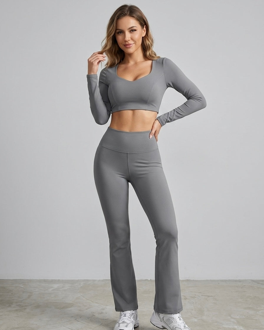Set 2 Piezas Athleisure: Calza Flare y Peto Manga Larga Pro - ZL015